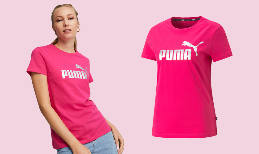 PUMA Ess+ Metallic Logo T-Shirt Damen