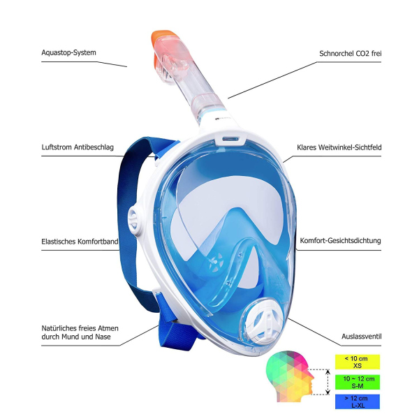 Aquatics Full Face Tauchermaske weiß/blau L/XL