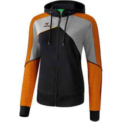 erima Premium One 2.0 Trainingsjacke mit Kapuze Damen black/grey melange/neon orange 40