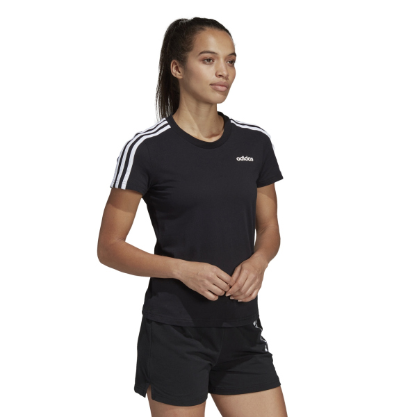 adidas Essentials 3-Streifen Trainingsshirt Damen schwarz/weiß S