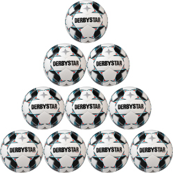 10er Ballpaket DERBYSTAR Brillant S-Light 290g Leicht-Fußball DB weiß/blau/schwarz 3
