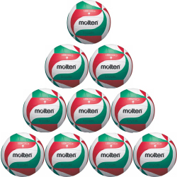 10er Ballpaket molten Volleyball Trainingsball Weiß/Grün/Rot V5M1500 Gr. 5