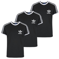 3er Pack adidas Originals 3-Stripes Trefoil T-Shirt schwarz S