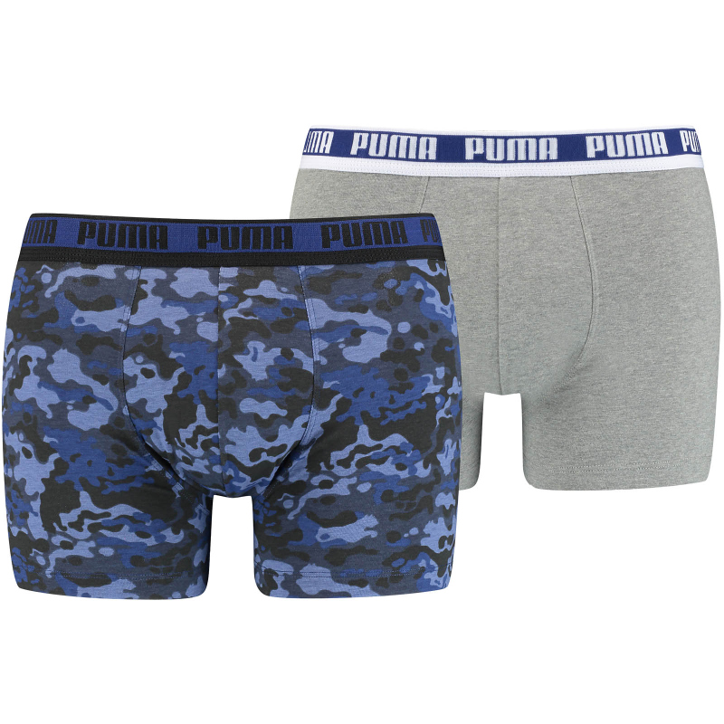 2er Pack PUMA Camouflage Boxershorts Herren blue / grey melange S