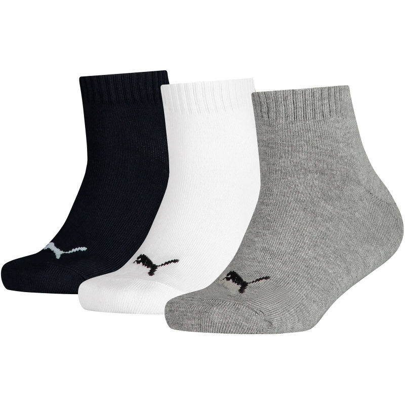 3er Pack PUMA Kinder Quarter Socken grey/white/black 23-26