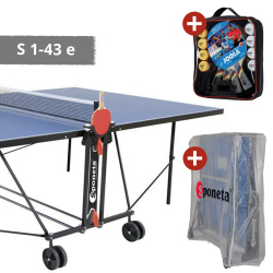 Sponeta S 1-43 e Tischtennisplatte Hobbyline Outdoor + Abdeckhülle + Schläger Set