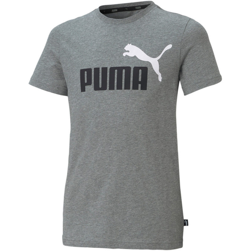 PUMA Ess+ Metallic 2 Col Logo T-Shirt Jungen medium gray heather 140