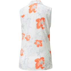 PUMA Nassau ärmelloses Golf Poloshirt Damen bright white/hot coral XL