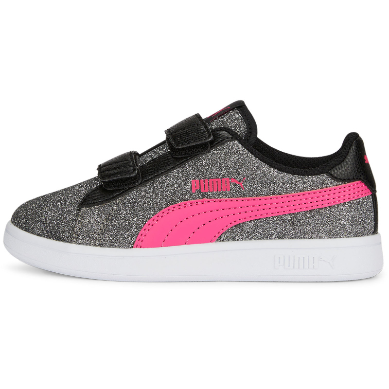 PUMA Smash v2 Glitz Glam PS Kinder Sneaker mit Klettverschluss 34 - puma black/glowing pink/puma white 31
